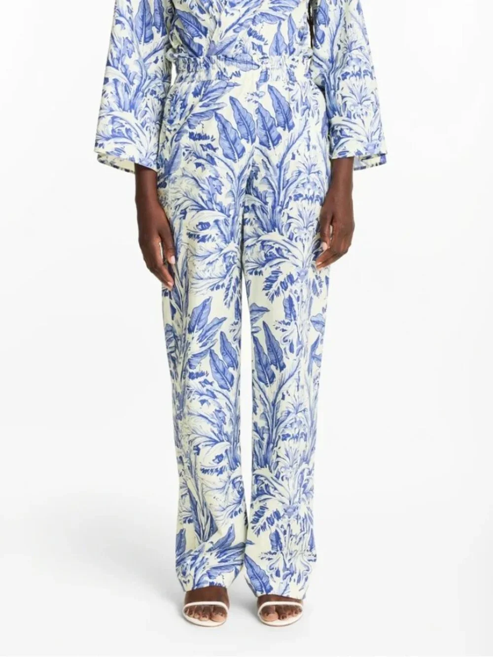 Diarrablu Printed Cotton Poplin Leer Pants Toile Blu Womens Size Small